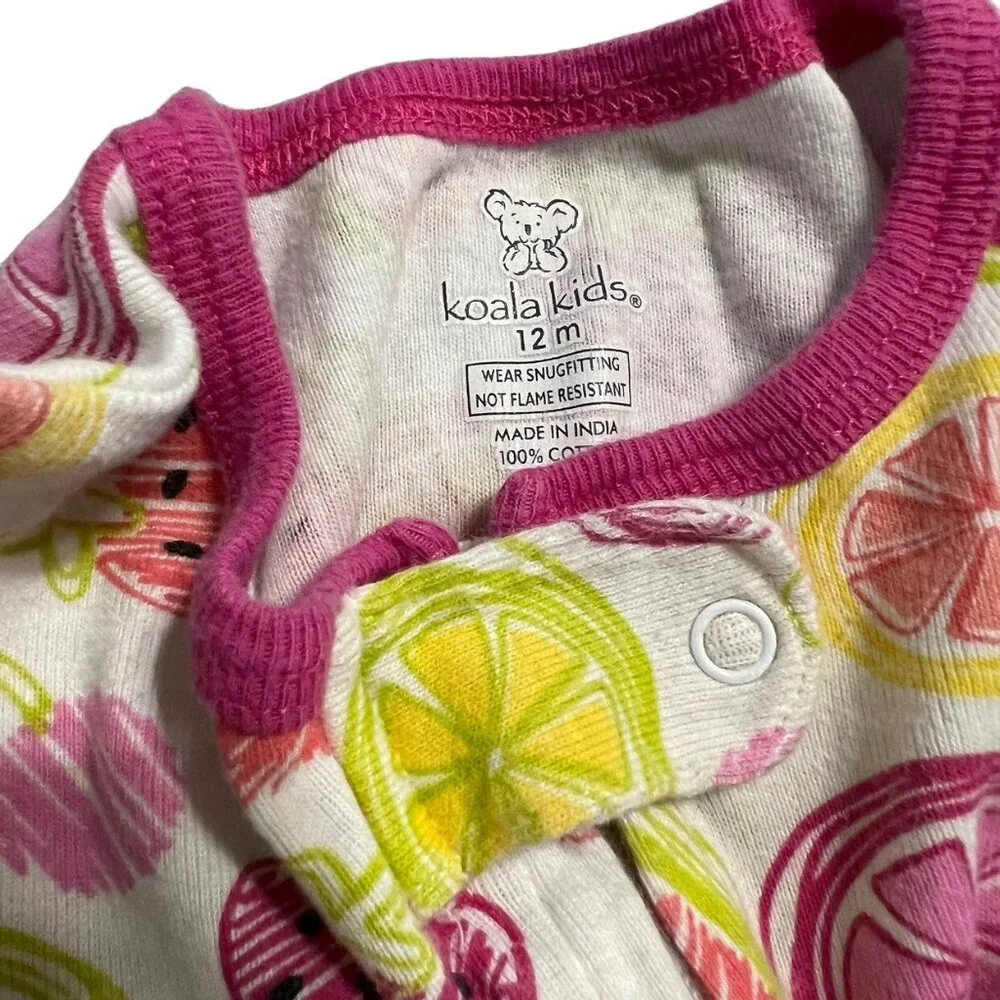 Koala Kids 12m Fruit Zipper Sleeper Pajamas